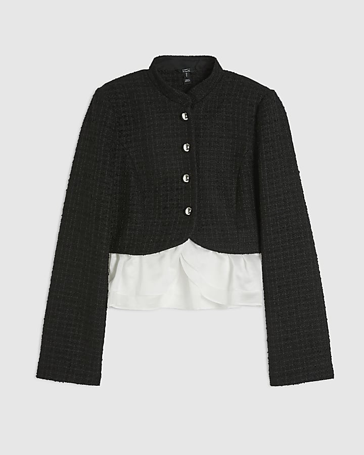 Black Frill Hem Trophy Jacket