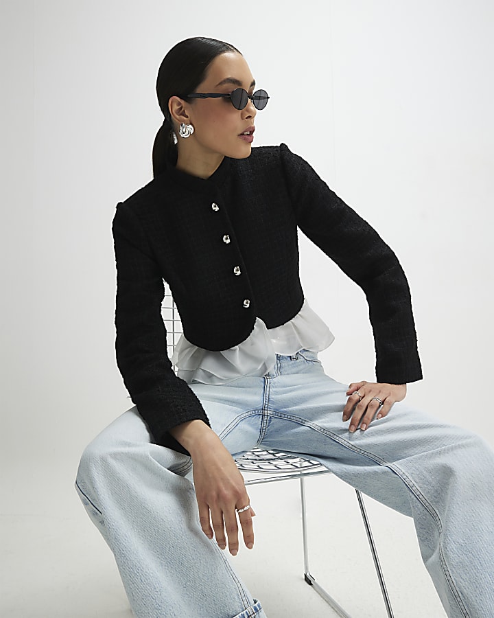 Black Frill Hem Trophy Jacket