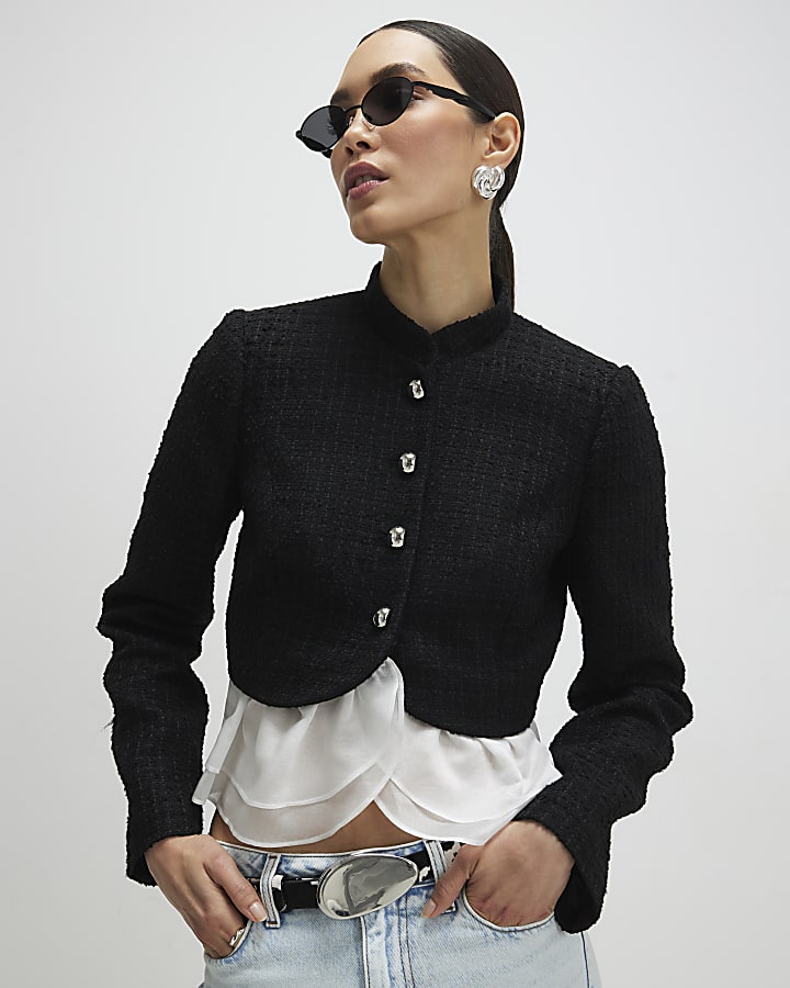 Black Frill Hem Trophy Jacket