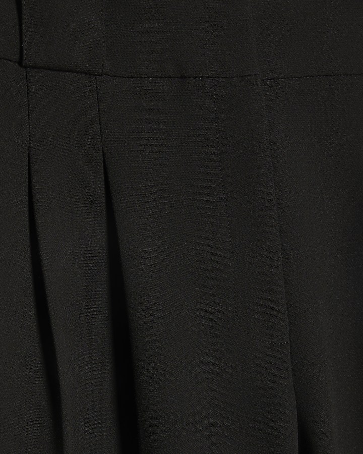 Black Pleated Wide Leg Trousers