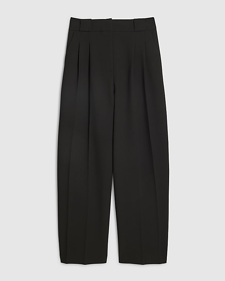 Black Pleated Wide Leg Trousers