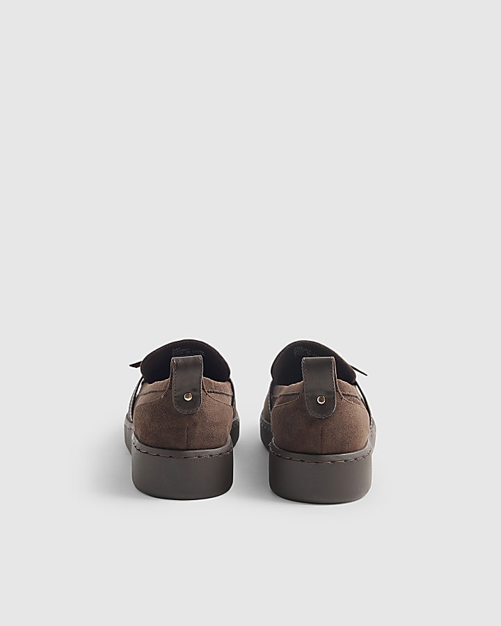 Brown Buckle Detail Sports Loafers