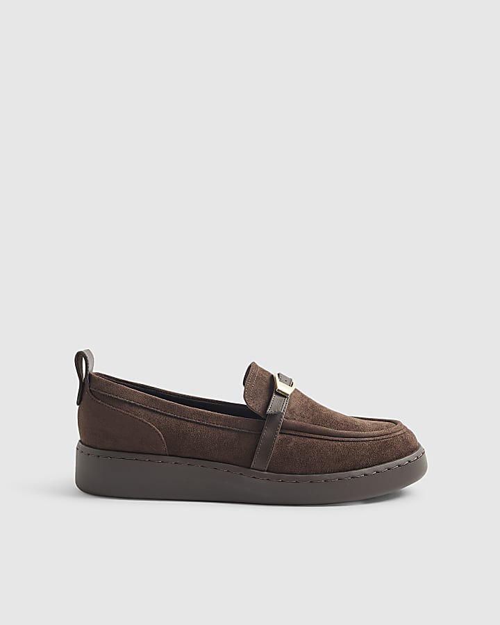 Brown Buckle Detail Sports Loafers