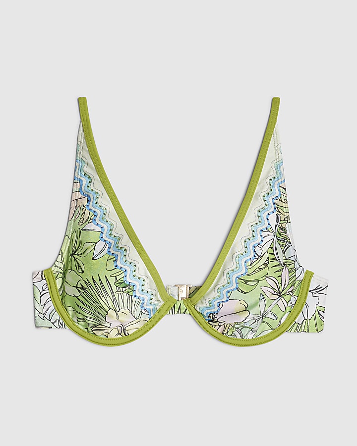 Green Tropicana Cupped Bikini Top