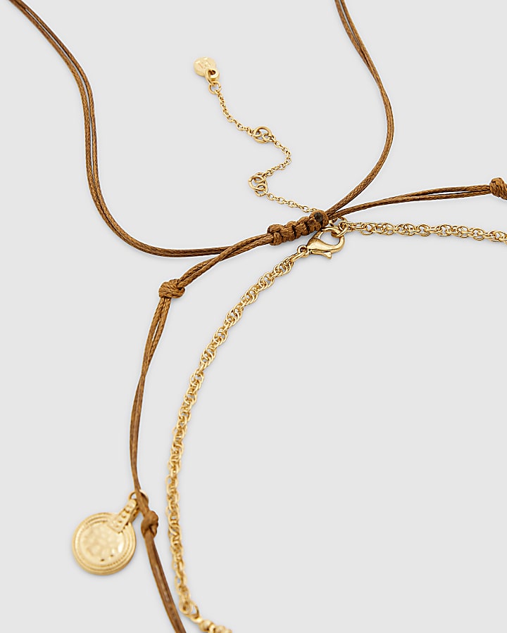 Gold coin heart layered necklace