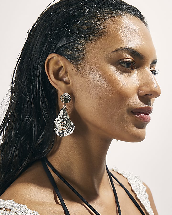 Silver Mussel Shell Earrings