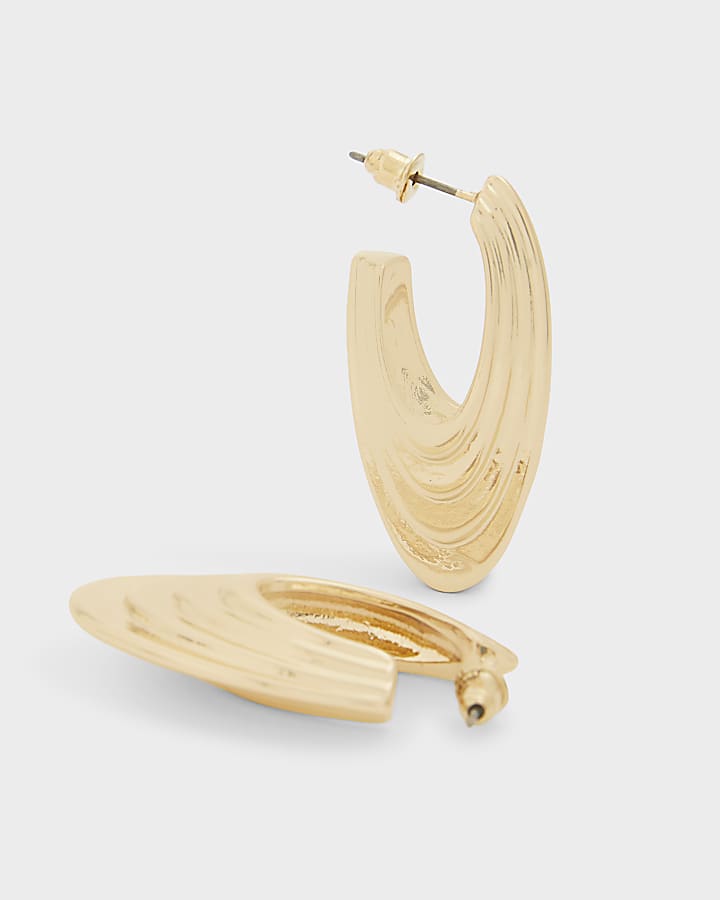 Gold Ridge Hoop Earrings