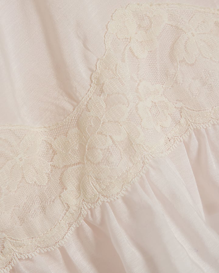 Pink Lace Contrast Cami Top