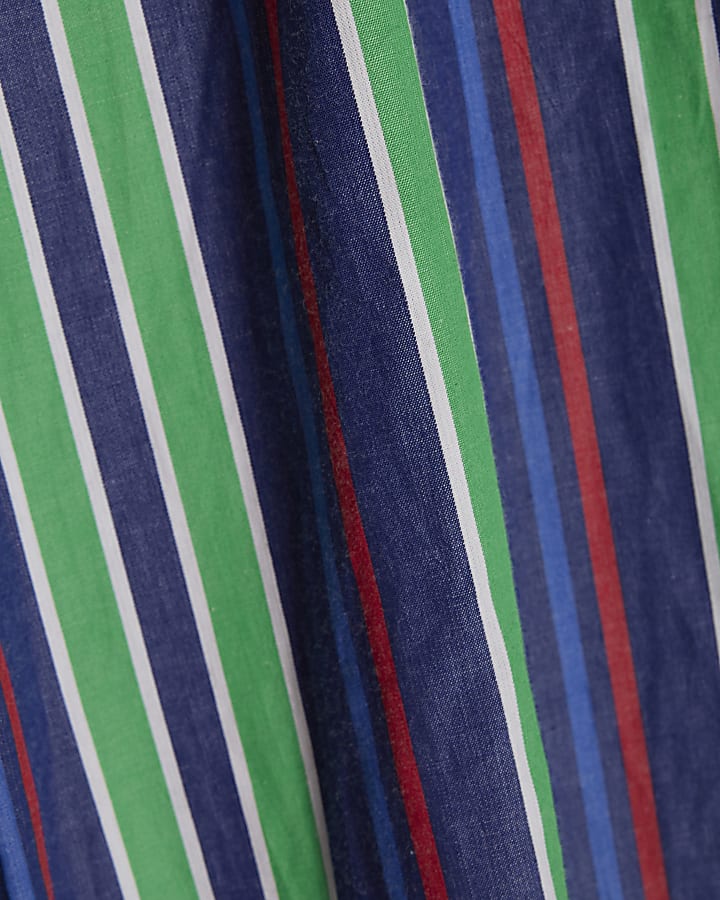Green Stripe Cotton Poplin Midi Dress