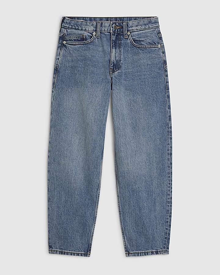 Petite Blue Barrel Leg Jeans