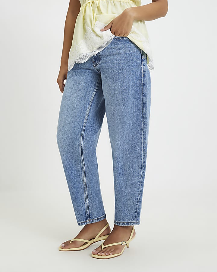 Petite Blue Barrel Leg Jeans