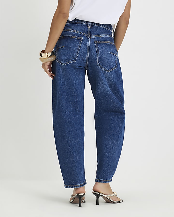 Petite Blue Barrel Leg Jeans