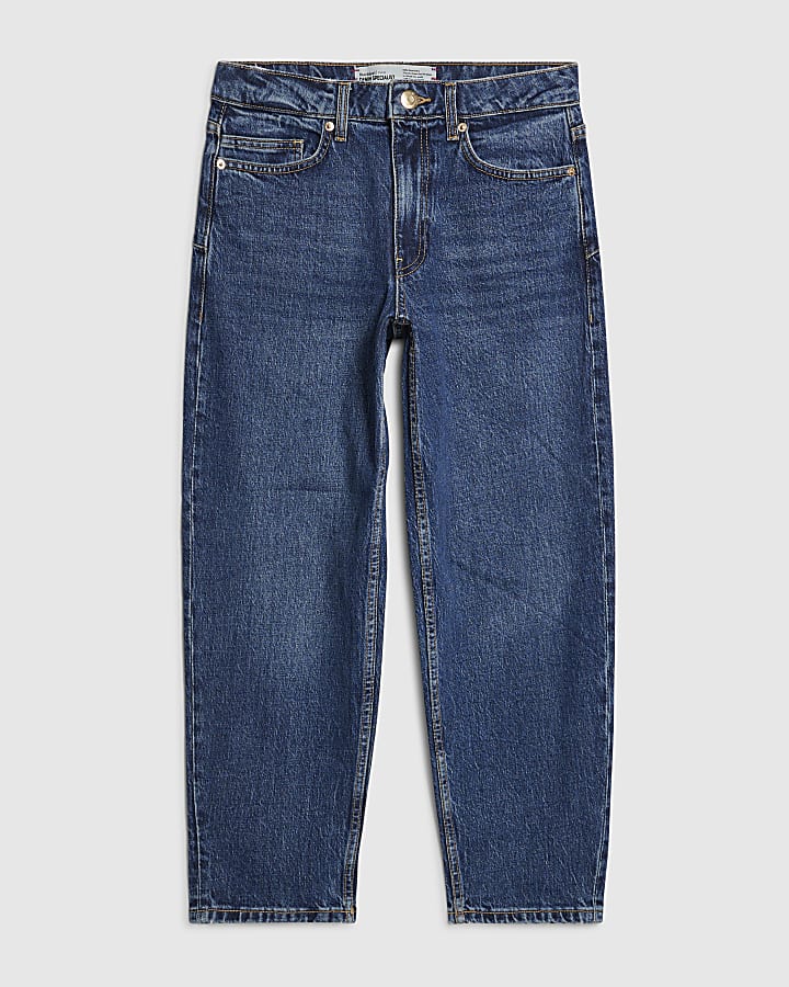 Petite Blue Barrel Leg Jeans