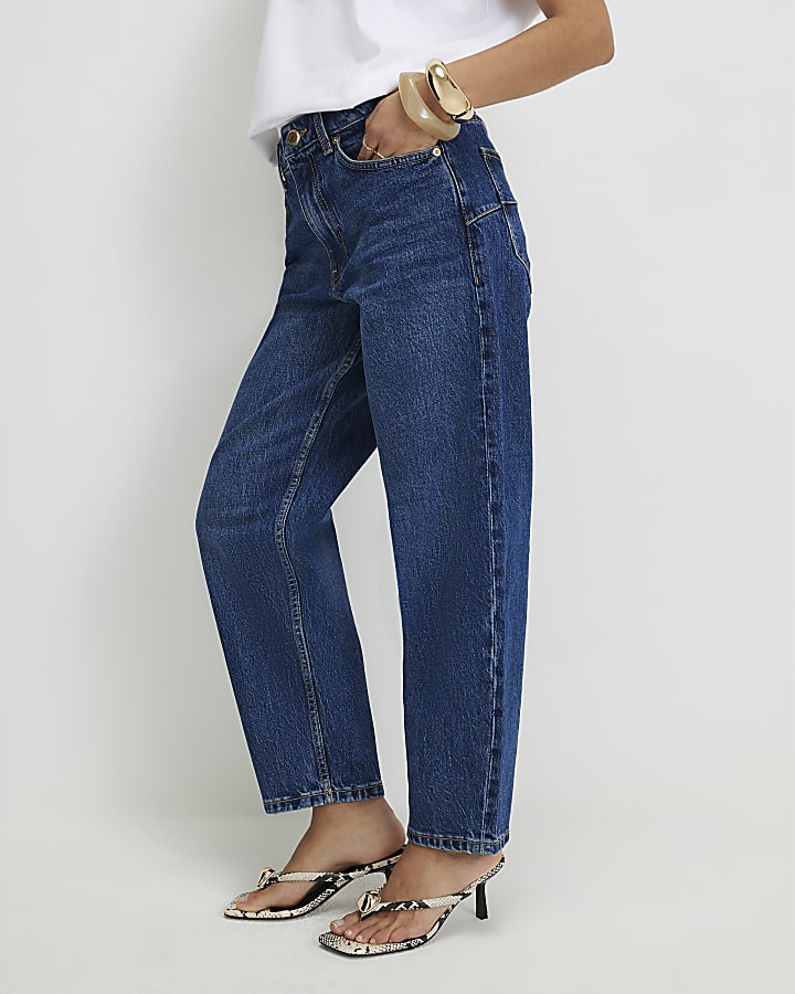 Petite Blue Barrel Leg Jeans