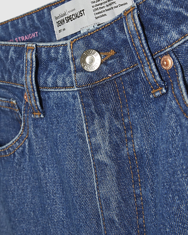 Petite Blue Relaxed Straight Leg Jeans