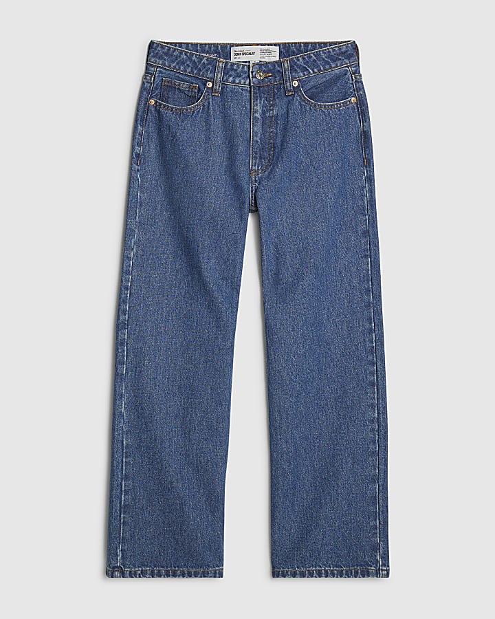 Petite Blue Relaxed Straight Leg Jeans