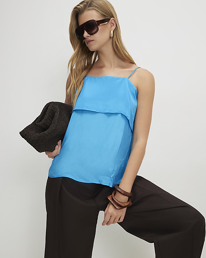 Blue Tiered Cami Top
