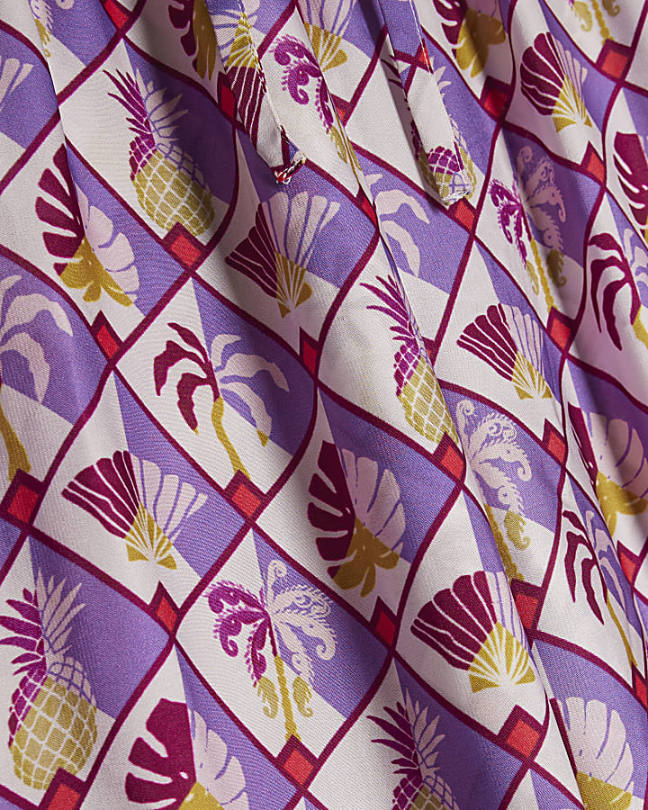 Purple Geometric Pineapple Print Trousers