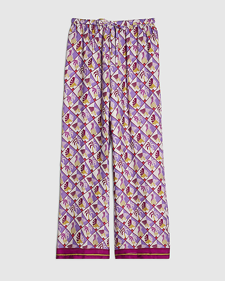 Purple Geometric Pineapple Print Trousers