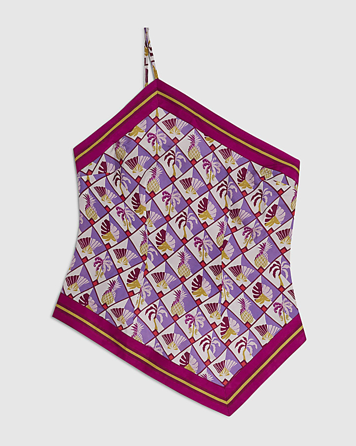 Purple Geometric Pineapple Asymmetric Top
