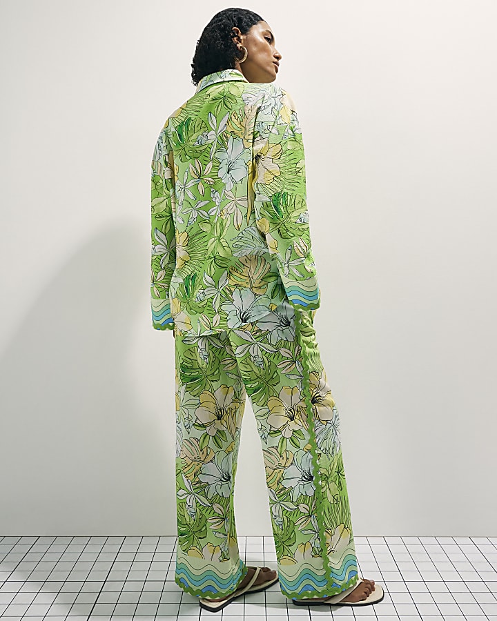 Green Cotton Tropicana Beach Shirt
