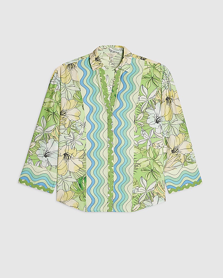 Green Cotton Tropicana Beach Shirt