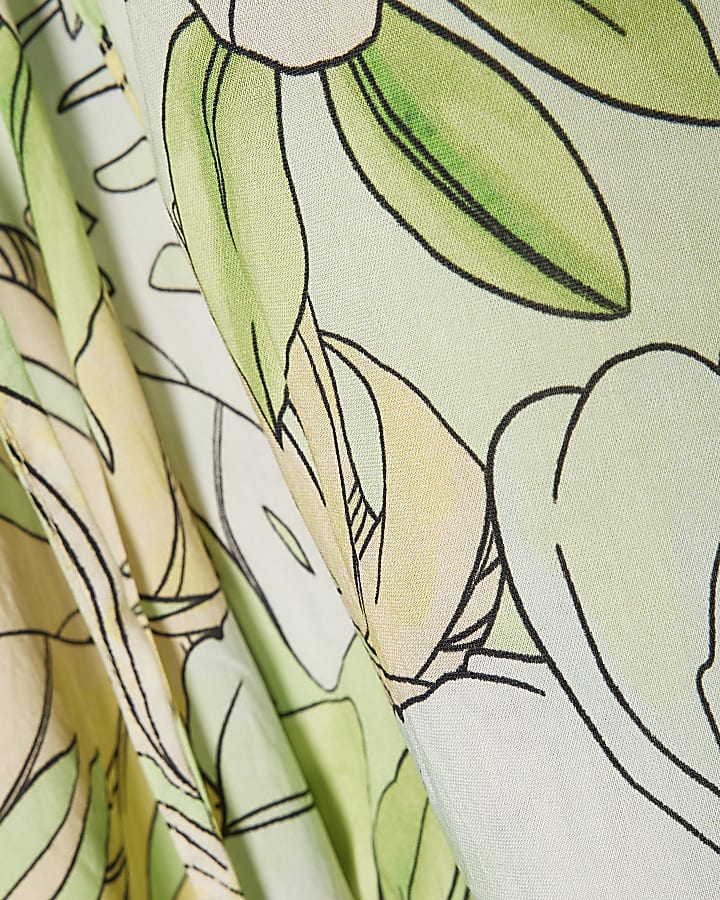 Green Cotton Tropicana Wide Leg Trousers