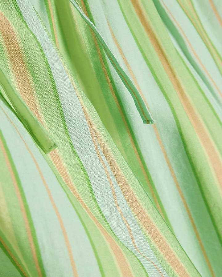 Green Cotton Neon Stripe Trousers
