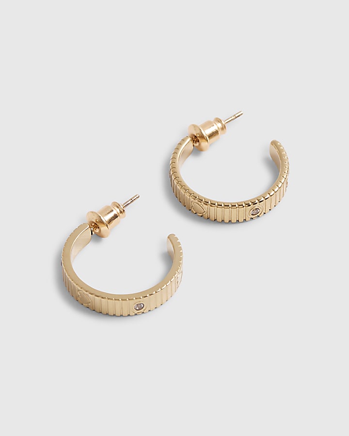 Gold Stainless Steel Heart Hoop Earrings