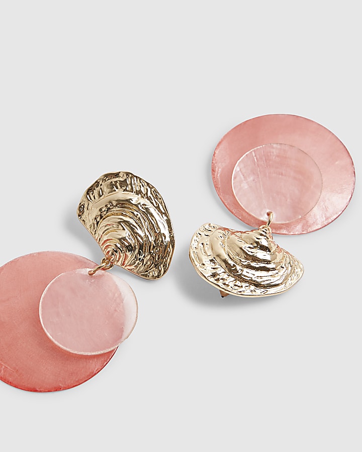 Pink Shell Disc Earrings