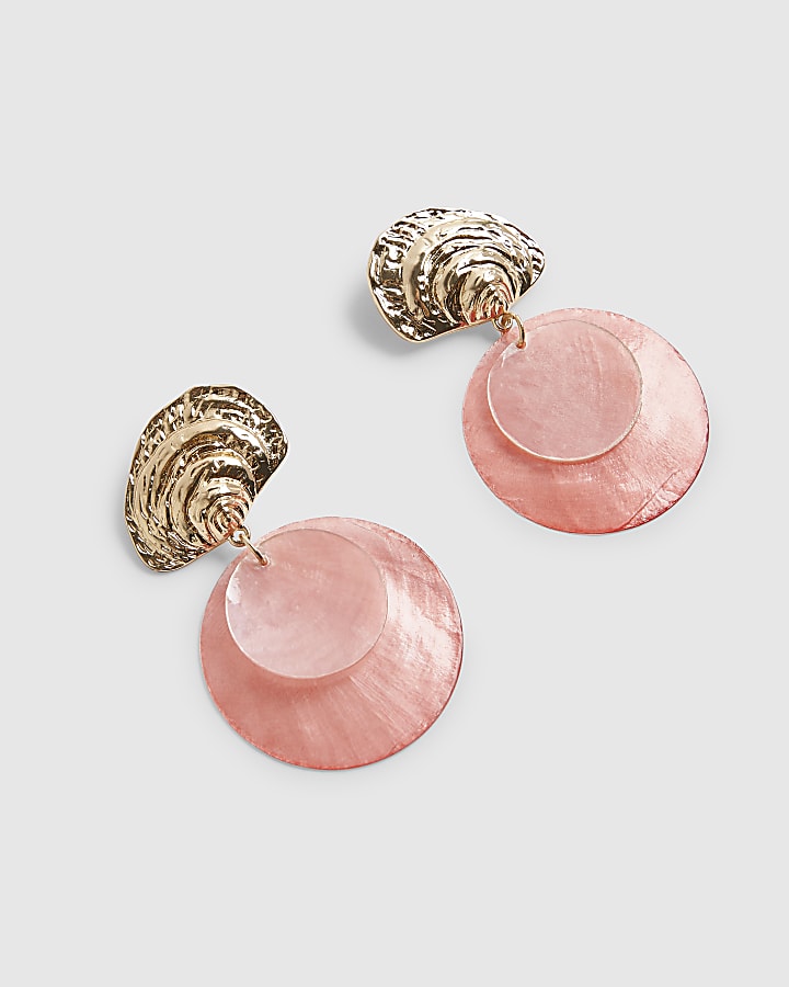 Pink Shell Disc Earrings