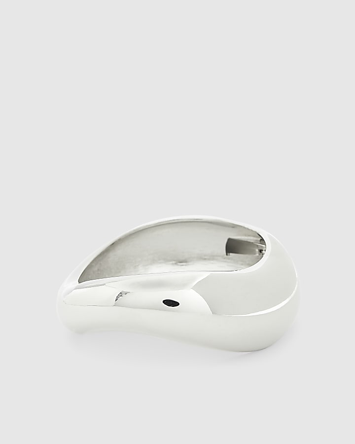 Silver curved hinge bracelet