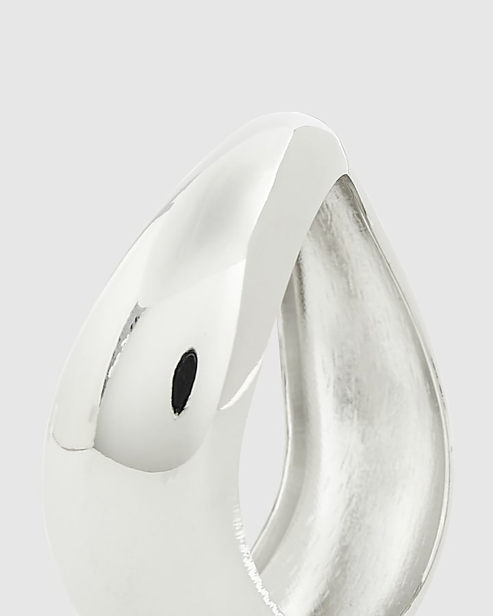 Silver curved hinge bracelet