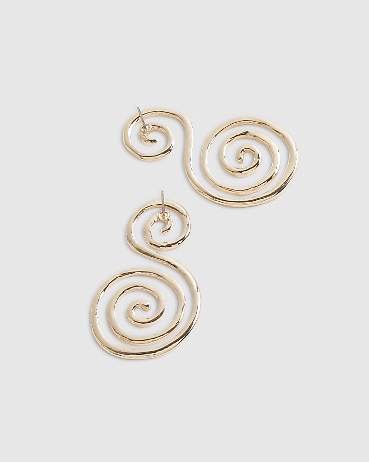 Gold Swirl Drop Earrings