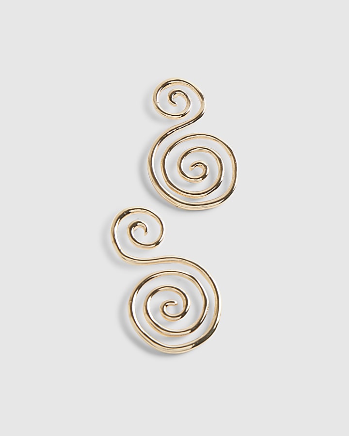 Gold Swirl Drop Earrings