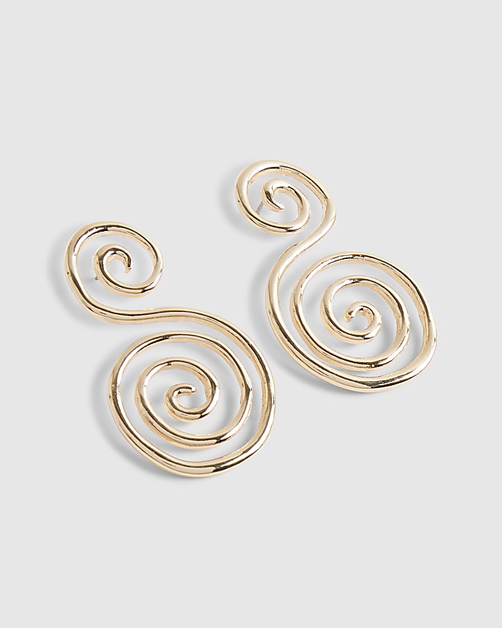 Gold Swirl Drop Earrings