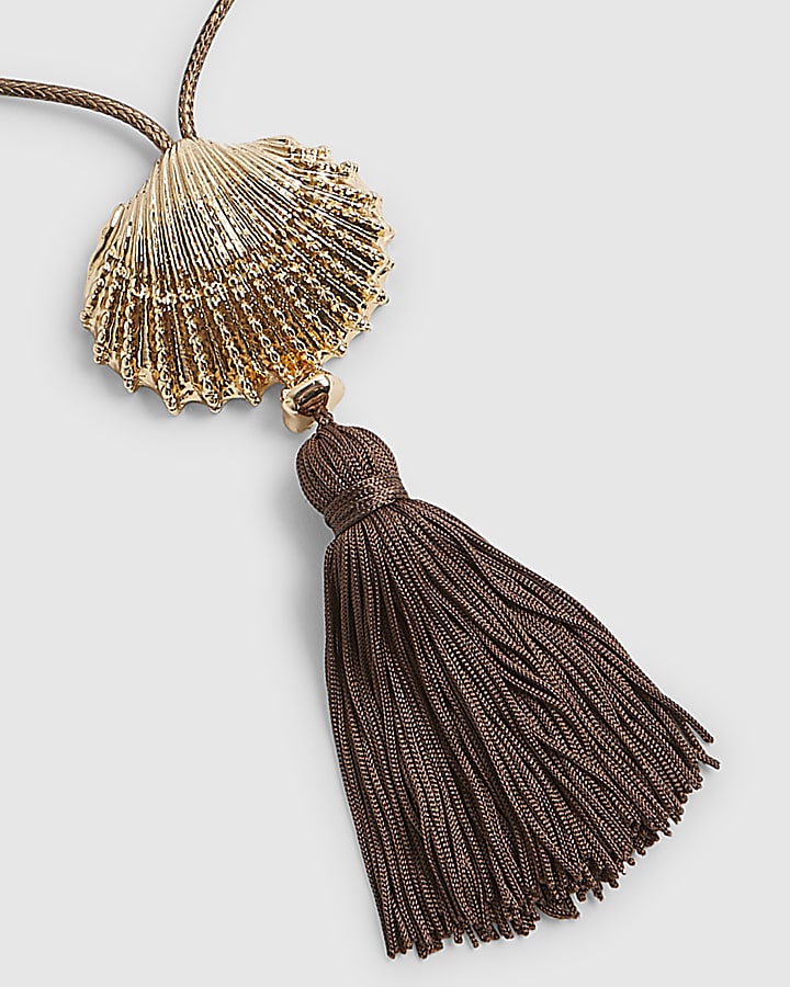Brown Shell Tassel Necklace