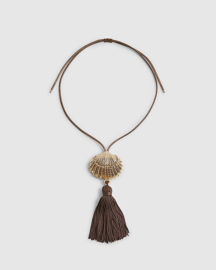 Brown Shell Tassel Necklace