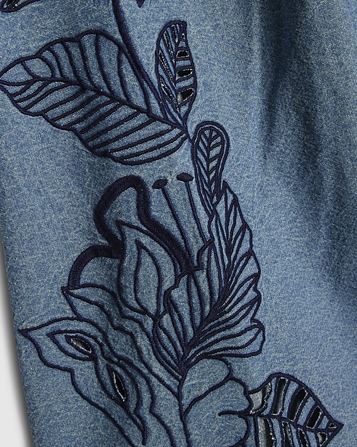 Petite Denim Cutwork Dress