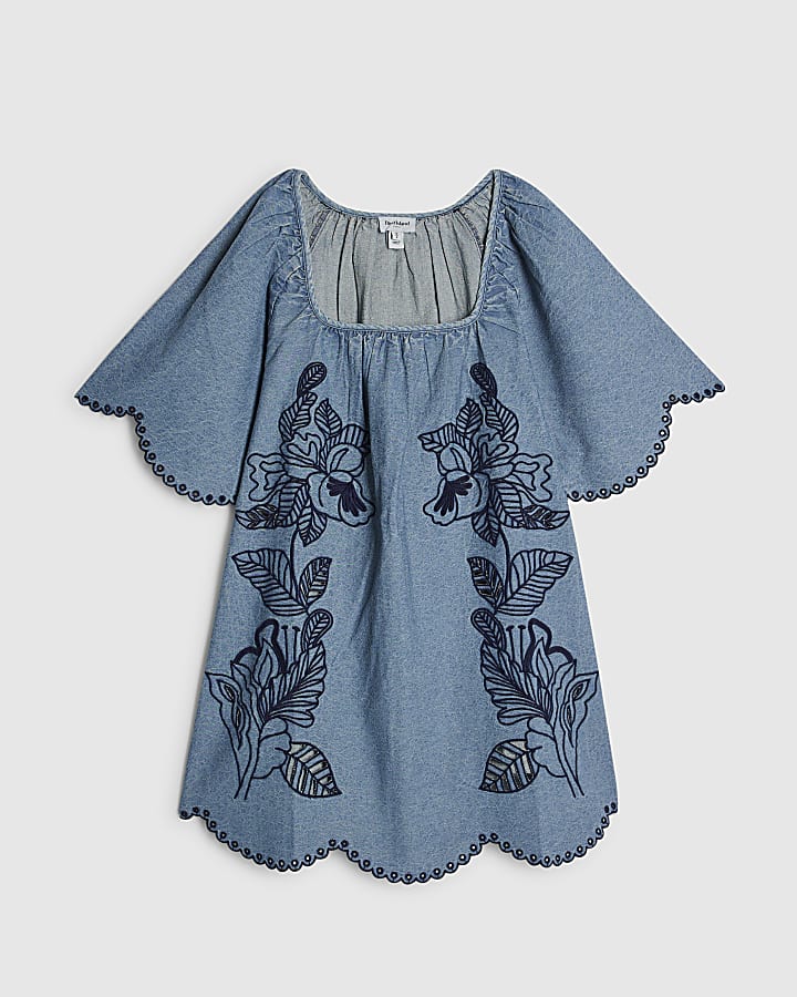 Petite Denim Cutwork Dress