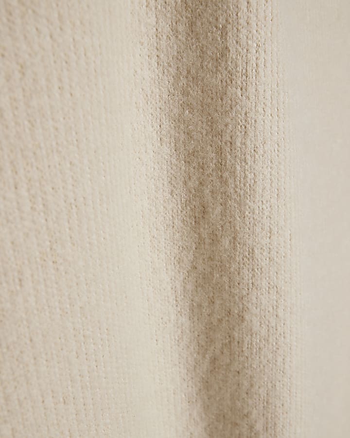 Petite Cream Cosy Bubble Hem Rib Top