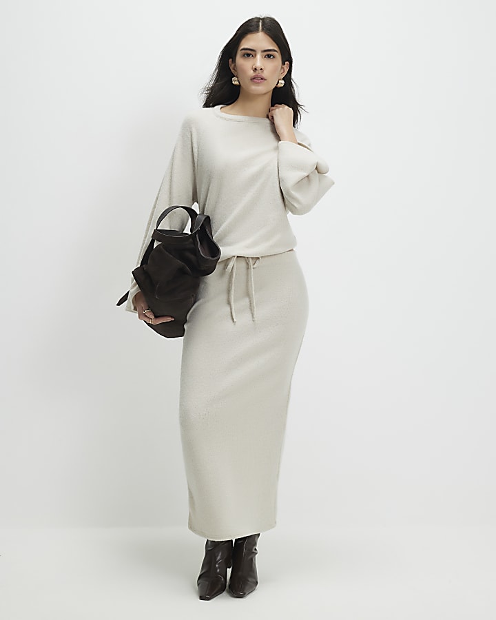 Petite Cream Cosy Bubble Hem Rib Top