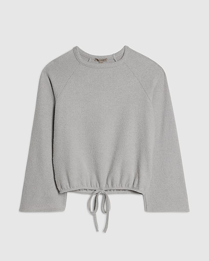 Grey Bubble Hem Rib Top