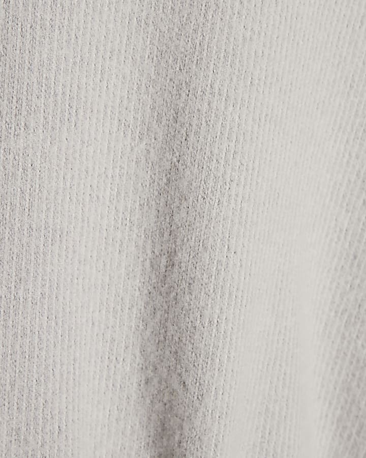 Petite Grey Bubble Hem Ribbed Top