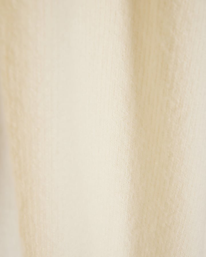 Cream Cosy Ribbed Midi Skirt