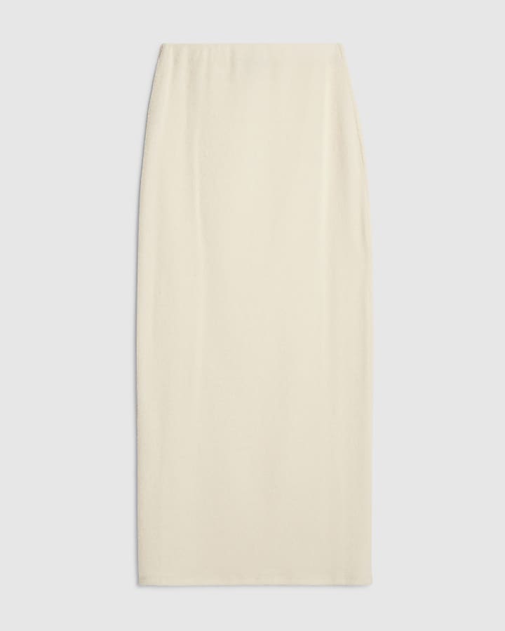 Cream Cosy Ribbed Midi Skirt