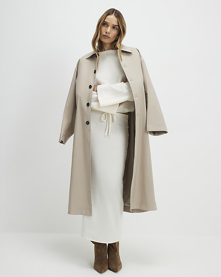 Cream Cosy Ribbed Midi Skirt