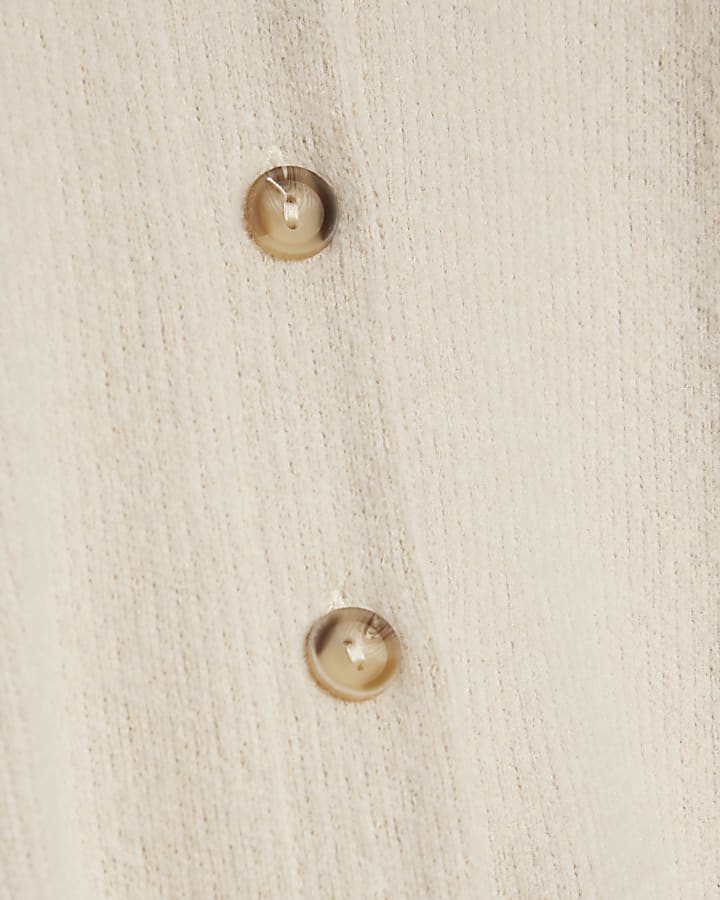 Petite Beige Cosy Bubble Hem Cardigan