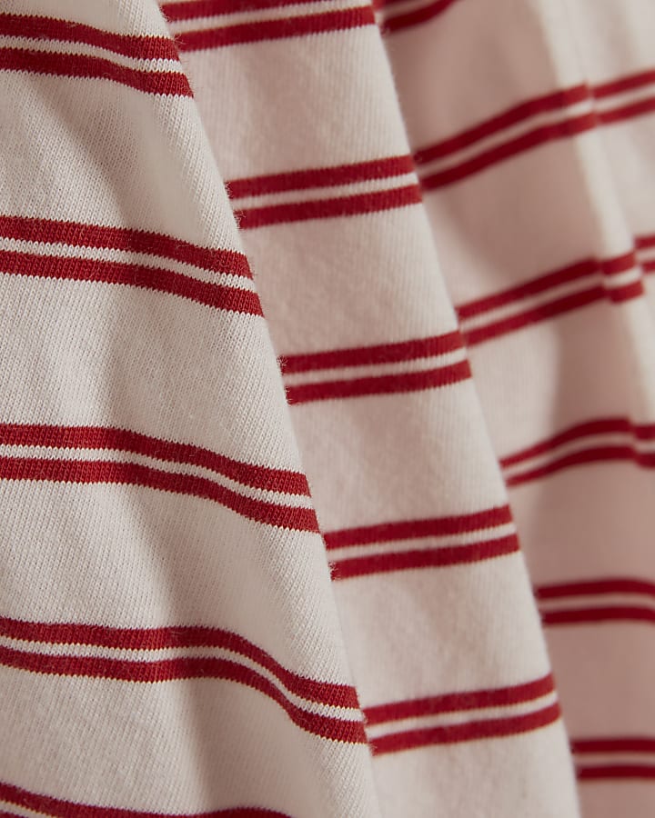Red Sleeveless Striped Bubble Hem Top