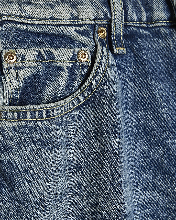Blue Pressed Seam Barrel Leg Jeans